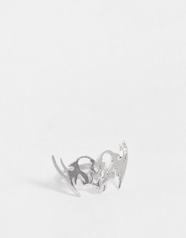 Reclaimed Vintage Inspired Unisex Tattoo Ring In Silver