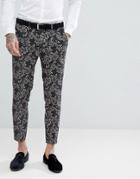 Devil's Advocate Skinny Fit Floral Cropped Suit Pants - Black