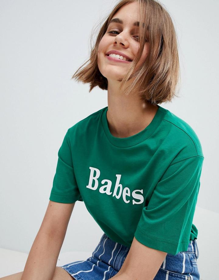Monki Crew Neck Tee - Green