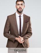 Heart & Dagger Skinny Suit Jacket In Linen - Brown