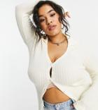 I Saw It First Plus Knitted Button Up Cardi In White