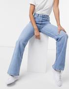 & Other Stories Mood Organic Blend Cotton High Waist Flared Jeans In Fisher Blue-blues