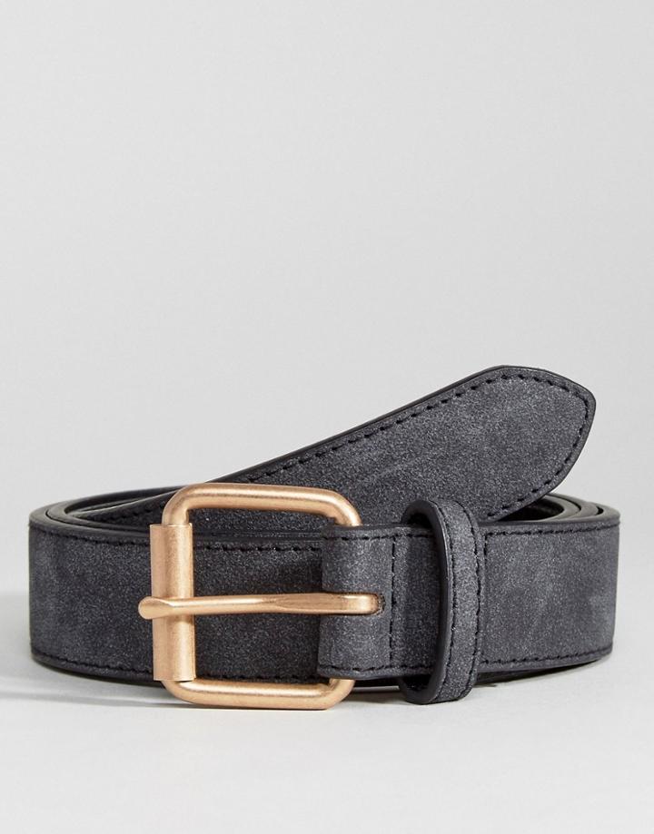 Noose & Monkey Suede Belt - Black