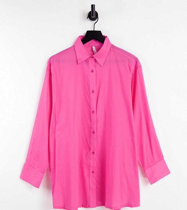 Asyou Oversized Voille Shirt In Pink