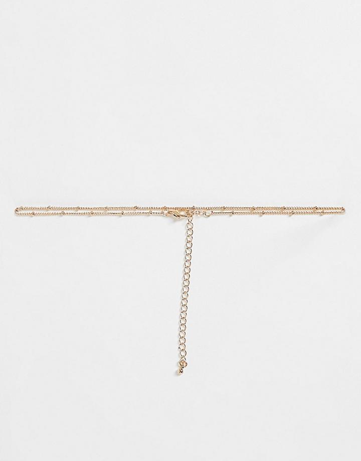 Asos Design Choker/short Necklace With Dot Dash Design In Gold Tone