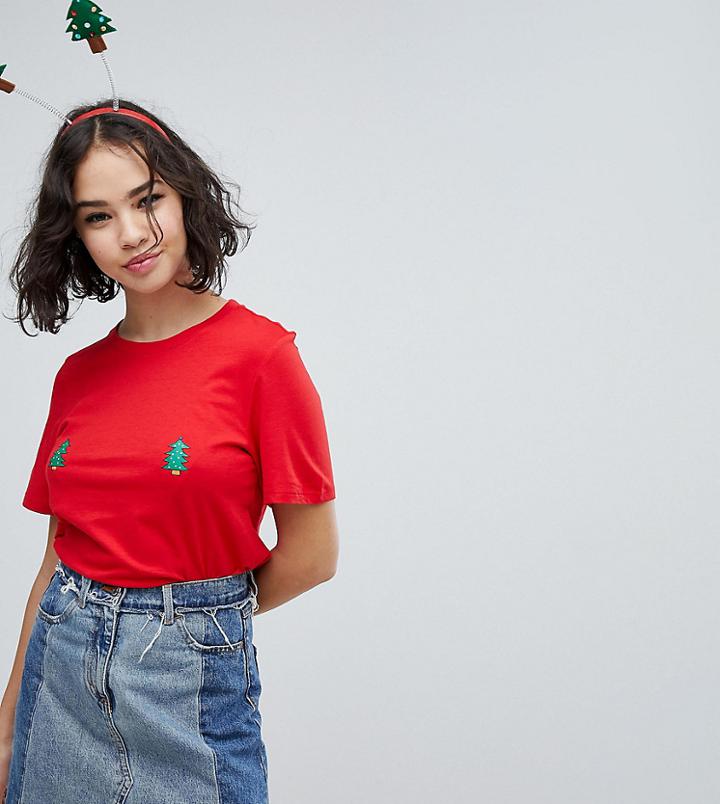Monki Holidays Xmas Tree T-shirt - Red