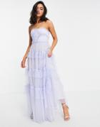 Needle & Thread Caroline Maxi Dress With Ruffles In Blue Gingham-blues