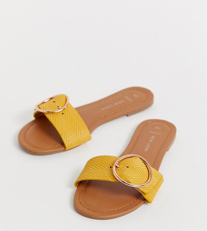 New Look Wide Fit Ring Detail Sandal In Dark Yellow - Yellow