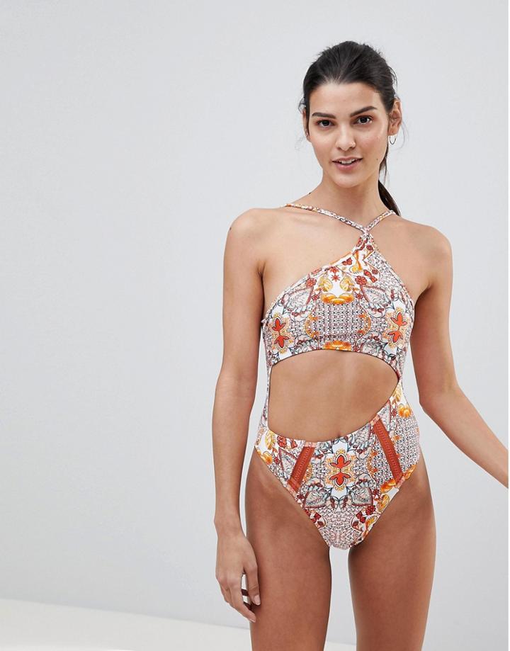 Somedays Lovin Sun Drenched Asymmetric One-piece Swimsuit - Pink