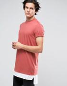 Asos Super Longline T-shirt In Heavyweight Jersey With Roll Sleeves An