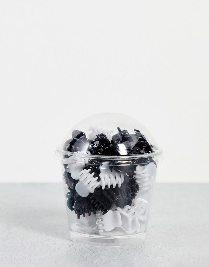 Pieces Mini Hair Claw Cup In Black & White-multi