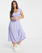 Cotton: On Midi Tea Dress In Lilac Floral-multi