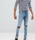 Cheap Monday Tight Ripped Knee Skinny Jeans Shift Blue - Blue