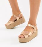 Truffle Collection Wide Fit Flatform Sandals - Copper