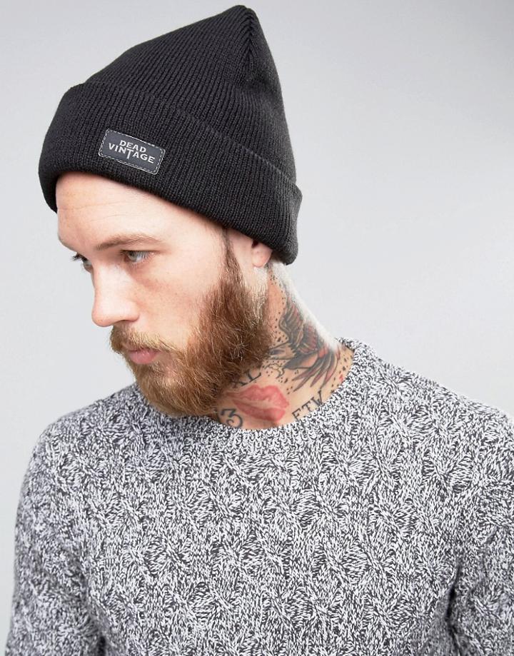 Dead Vintage Heavey Rib Beanie - Black