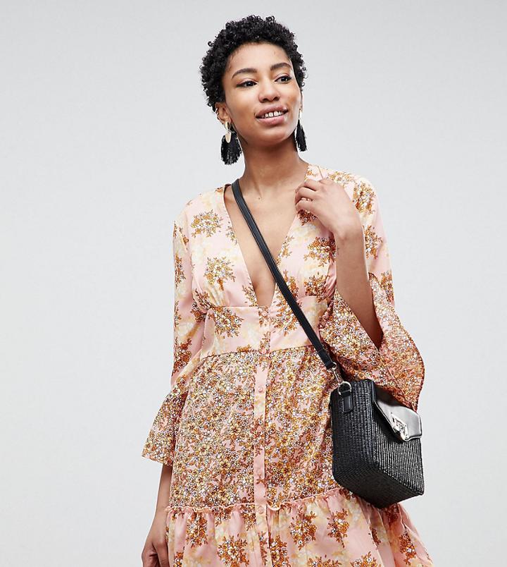 Vero Moda Tall Floral Ruffle Mini Dress - Pink