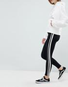 Pull & Bear Side Stripe Legging In Black - Black