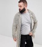 Asos Design Plus Knitted Duster Jacket In Oatmeal Slub - Beige