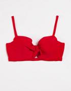Pour Moi Fuller Bust Horizon Padded Underwired Tie Bikini Top In Red