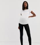 Asos Design Maternity Over The Bump Leggings In Black