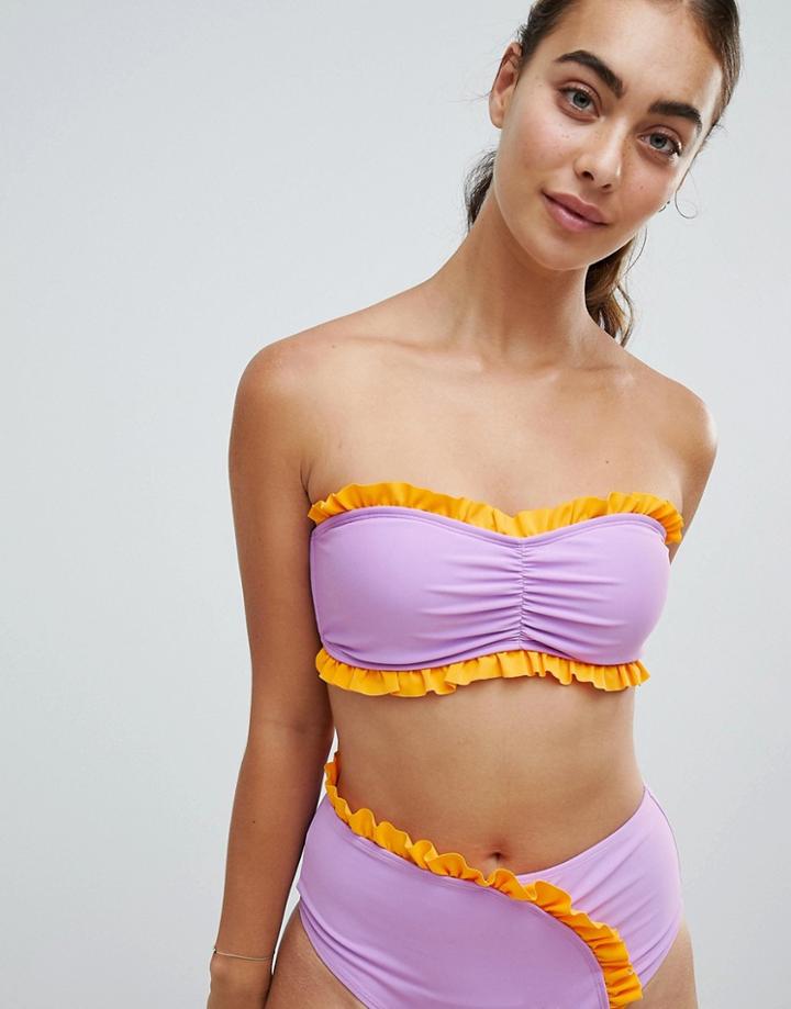 Vero Moda Ruffle Bandeau Bikini Top - Multi