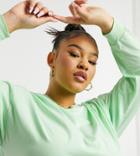 Asos Design Curve Oversized Long Sleeve T-shirt With Cuff Detail In Lime-green