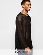Reclaimed Vintage Long Sleeve Lightweight Sweater - Black