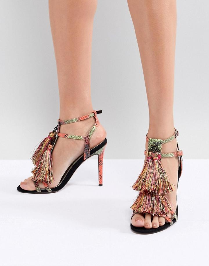 Asos Design Hey Mama Tassel Heeled Sandals - Multi