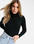 I Saw It First Knitted Rollneck Cropped Sweater In Black