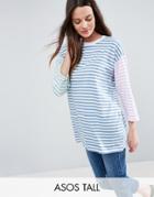 Asos Tall T-shirt In Oversized Cutabout Stripe - Multi