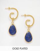 Ottoman Hands Lapis Swirl Earrings - Gold