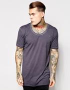 Antioch Longline T-shirt In Oil Wash With Scoop Neck - Black