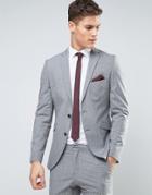Selected Homme Slim Suit Jacket In Tonal Check - Gray