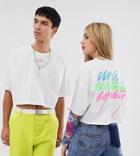 Asos Design X Glaad & Unisex Cropped T-shirt With Embroidery-white