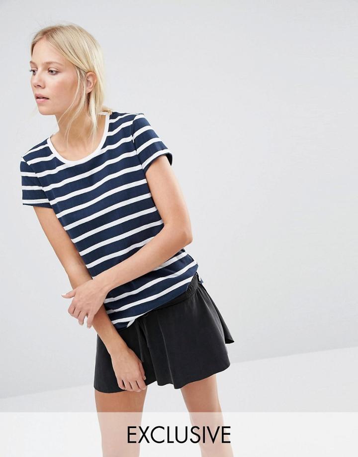 Nocozo Pastel Blue Breton Stripe Tee - Navy