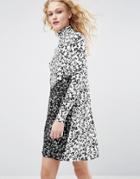 Asos Skater Dress With Turtleneck In Mix And Match Print - Multi