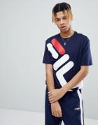 Fila Black Line T-shirt With Large Logo In Navy - Navy