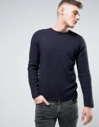 D-struct Textured Stripe Sweater - Navy