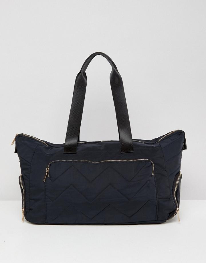 Asos Gold Zipped Carryall With Sneaker Compartment - Black