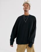 Asos Design Extreme Oversized Longline Long Sleeve T-shirt In Black