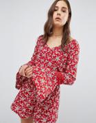 Hollister Bell Sleeve Romper - Red