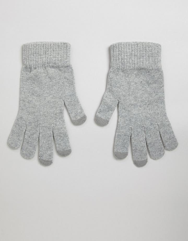 Asos Design Touch Screen Gloves In Recycled Polyester - Gray