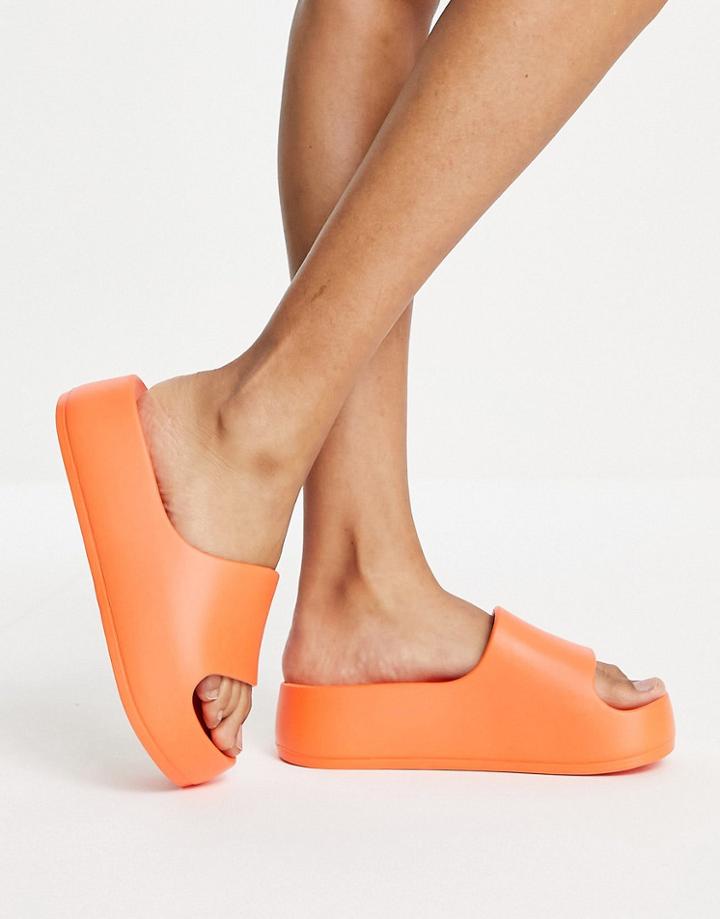 Asos Design February Flatform One Piece Slides In Orange