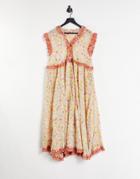 Free People Milania Midaxi Dress With Ruffle Trims In Vintage Floral-orange