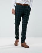 Harry Brown Skinny Fit Tarten Suit Pants - Green