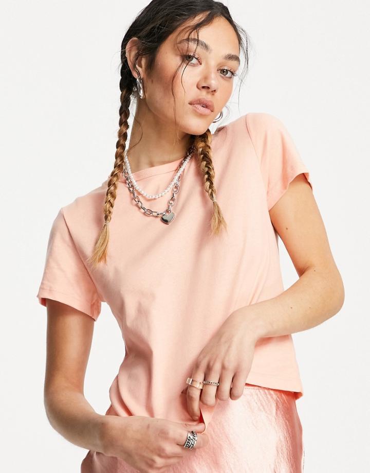 Weekday Forever Organic Cotton Shrunken T-shirt In Apricot-orange