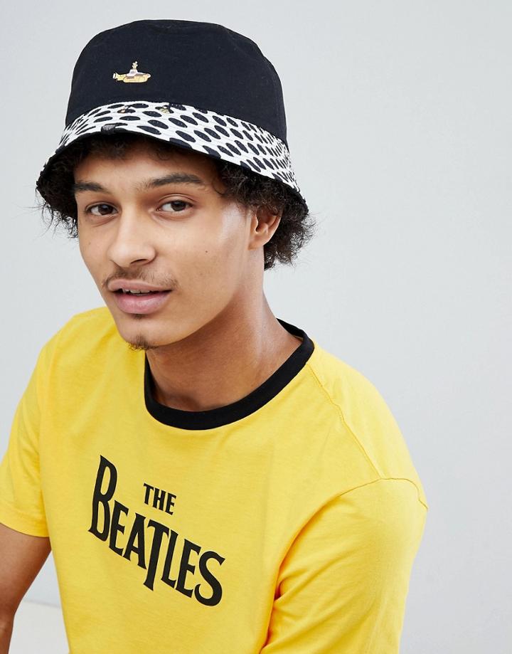 Pretty Green X The Beatles Heywood Reversible Bucket Hat In Black - Black