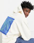 Asos Design Oversized Hoodie In Beige With Spiral Text Back Print-neutral