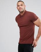 Asos Muscle Pique Polo Shirt In Chestnut - Red