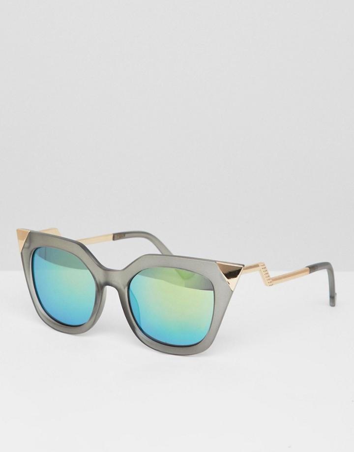 Jeepers Peepers Gray Frame Cat Eye Sunglasses - Gray